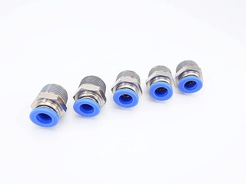 Vista 91 de Empuje para conectar conexión de tubo de 1/8" OD x 1/4" macho NPT rosca, línea de agua recta macho neumática, conectores de empuje rápido