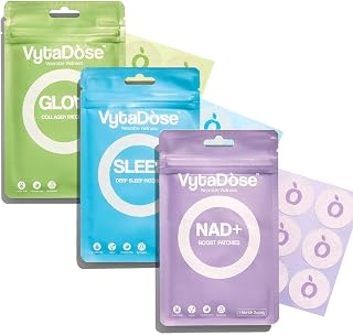 Day-to-Night Glow Patch Trio – Collagen Glow, Sleep & NAD+ Patch | Skin-Friendly, Water-Resistant Daily Wellness & Beauty Support
