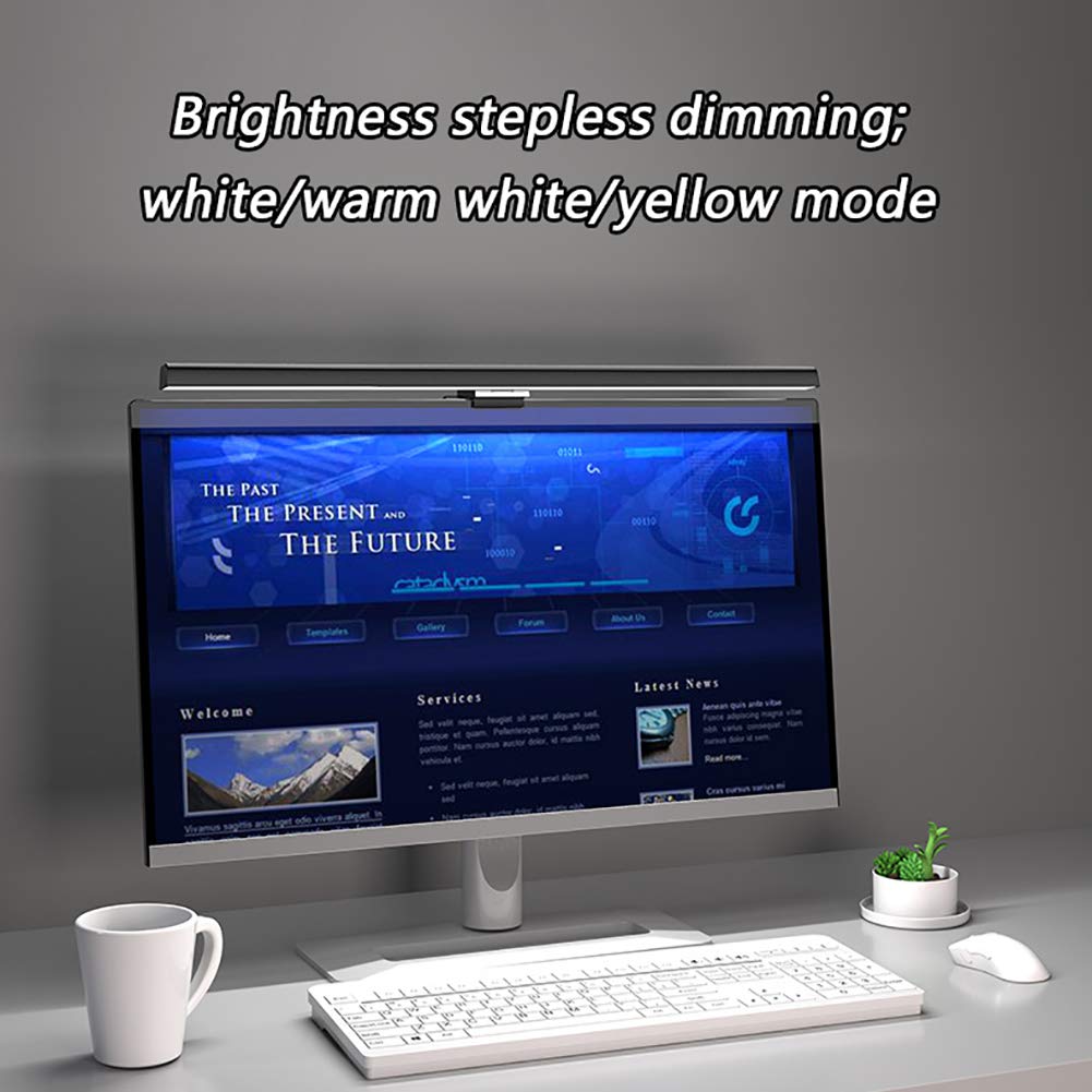 RSGK Monitor komputerowy ekran wisząca lampka, bez użycia elektronicznego czytania LED na ekranie, 3 temperatury barwowe, klips zasilany przez USB do laptopów i biur
