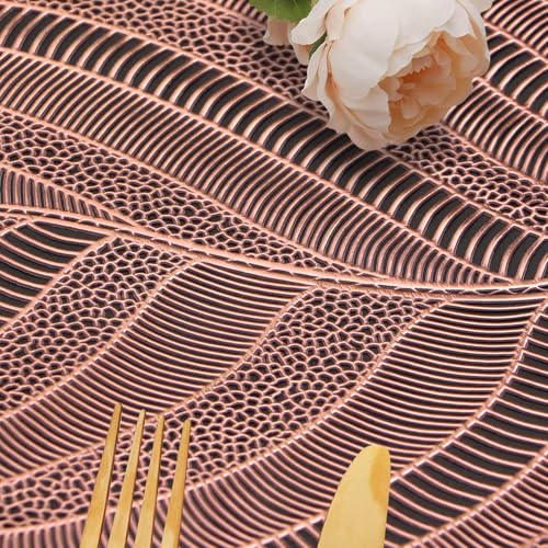 Image of Dakshya Industries Set of 2 PVC Waterproof Table Placemats (45x30 cm) - Heat Resistant, Washable Dining Mats (Copper)