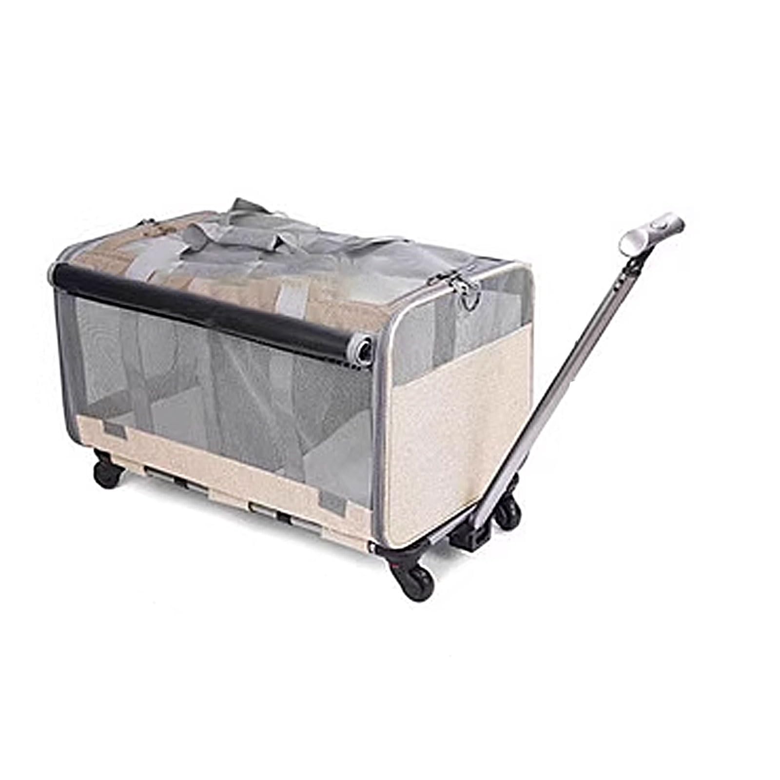 Borsa Cane Doppio Borsa Morbida Cane Piccolo con Ruote, Trasportino per Animali Domestici Borsa da Viaggio Pieghevole per 2 Gatti/Cani di Piccola Taglia/Conigli, Grigio (Color : Beige)