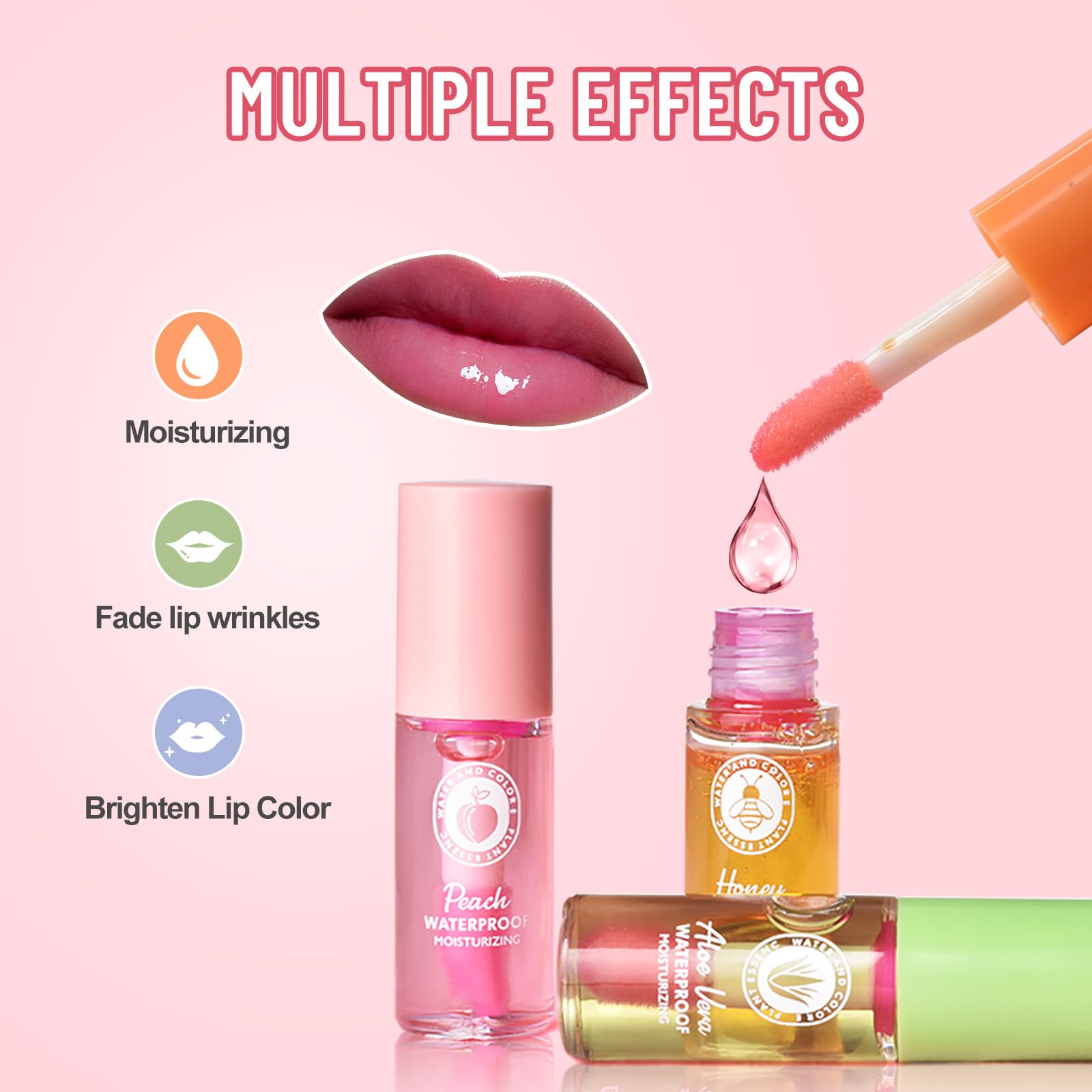 Lip Oil Set 7PCS Hydrating Magic Color-Changing, Long-Lasting Lip Gloss & Balm. Fruit-Flavored Lip Care Kit for Soft Nourished Lips - Image 4