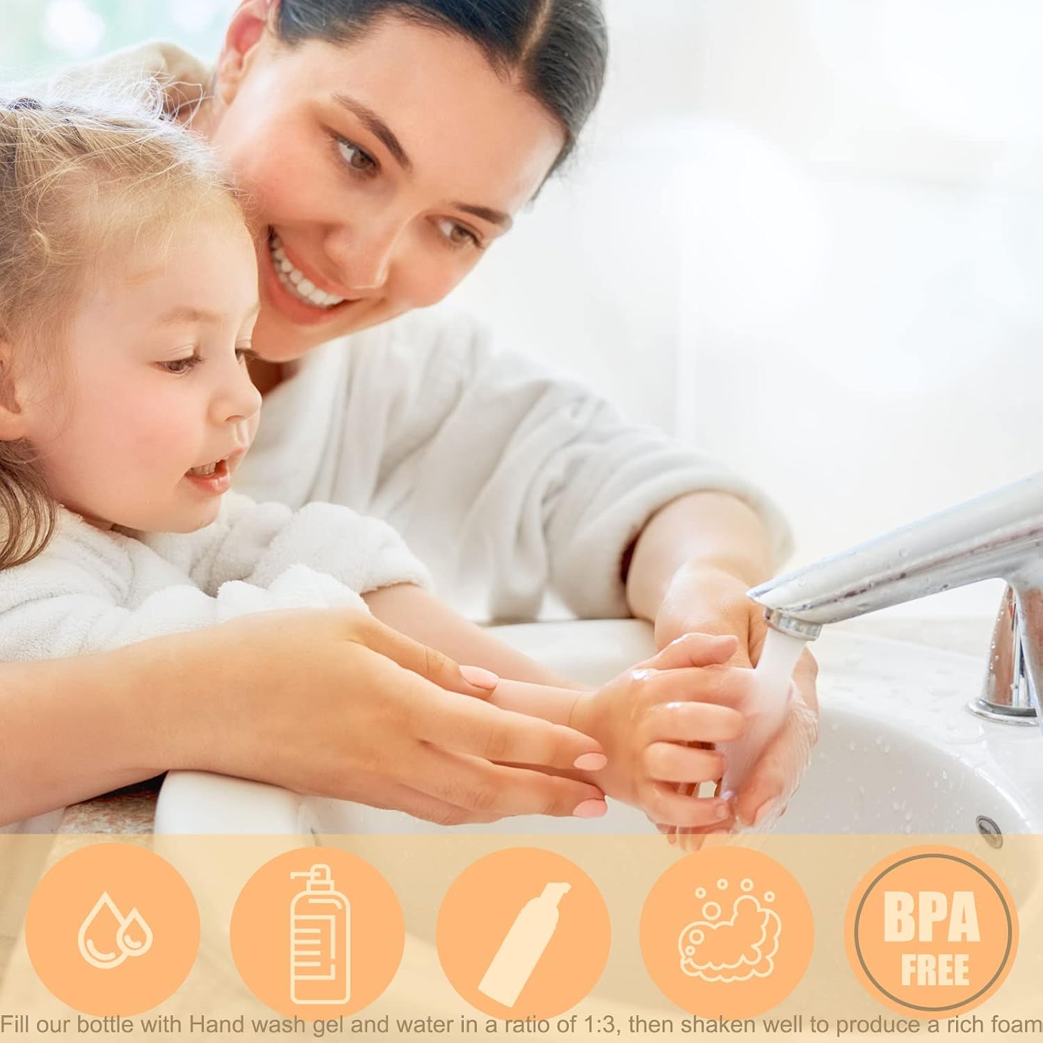 Lil Ray 12PCS 2oz Refillable Empty Foaming Pump Bottle for Hand Soap(White) image 2