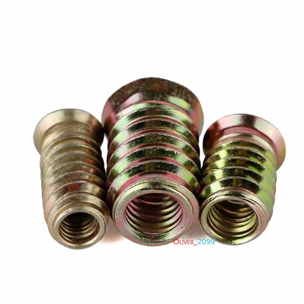 M6/M8/M10 Iron Furniture Hex Drive Flat Head Nut Screws Threaded for Wood Insert (M10-1.5 x 30mm, 20pcs)