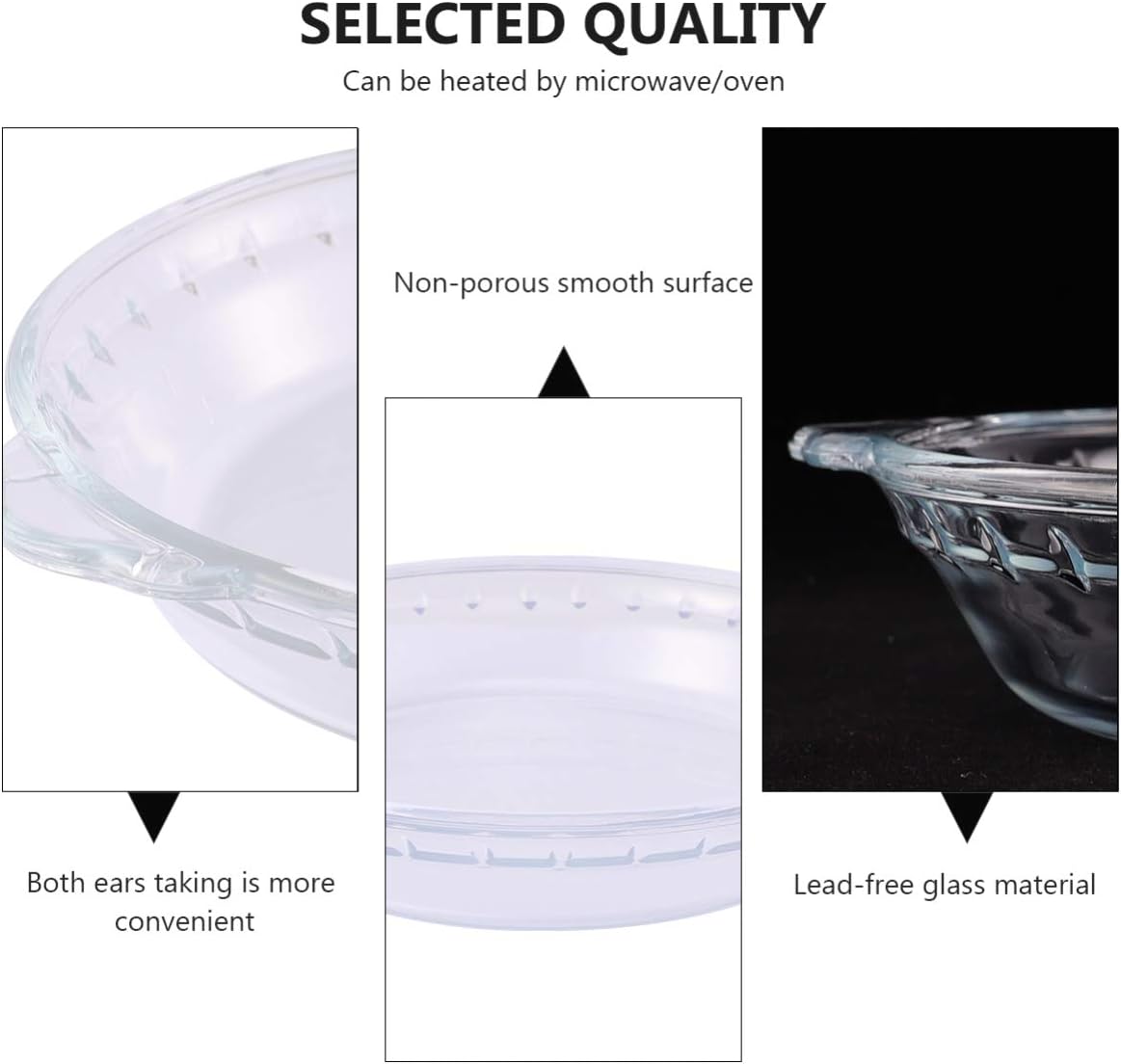 Divided Dinner Plates, Glass Pizza Dish Glass Pie Plate Dish: Reusable Pie Baking Plates with Handles Transparent Round Baking Pan Microwave Oven Plate, Quiche and More 7 Inch (Color : Transparent,