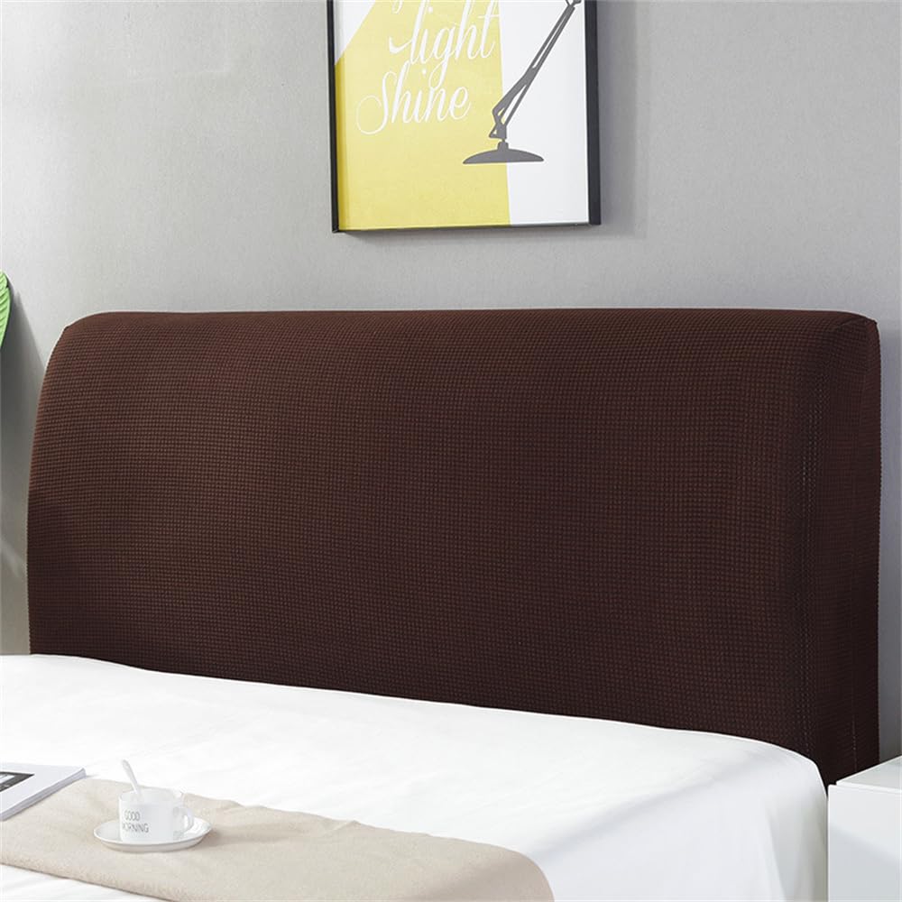 Hearda Jacquard Elastic Bed Headboard Cover, Solid Color Dustproof Protector Cover, Headboard Slipcover for Single Small Double King Size Bed All-inclusive Bed Head Cover (Coffee,180cm) — image 1