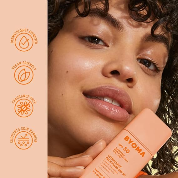 BYOMA SPF 50 Face Fluid, Ultra-Lightweight Facial Sunscreen (50ml)