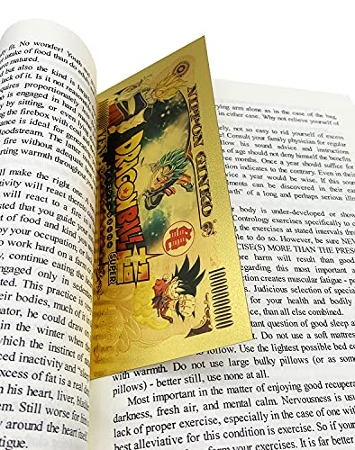 YJacuing Anime Dragon Ball Super Gold Coated Banknote, Limited Edition Collectible Bill Bookmark (5 PCS Collection)