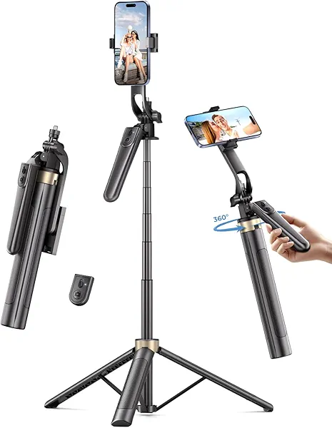 72" Phone Tripod, Selfie Stick for iPhone with Wireless Remote Control, Portable Selfie Stick Tripod for Photograph, Live Streaming, Video Recording, Compatible with Cell Phones, Cameras