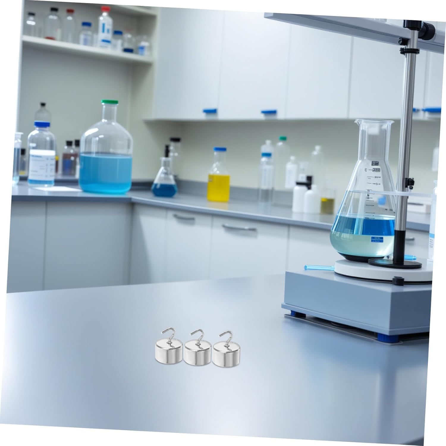 CHILDWEET 50pcs Double Hooked Lab Weight Set Each Chromium-Plated Iron Metal for Physics Education and Research Precision Control Slotted Weights for Science Experiments