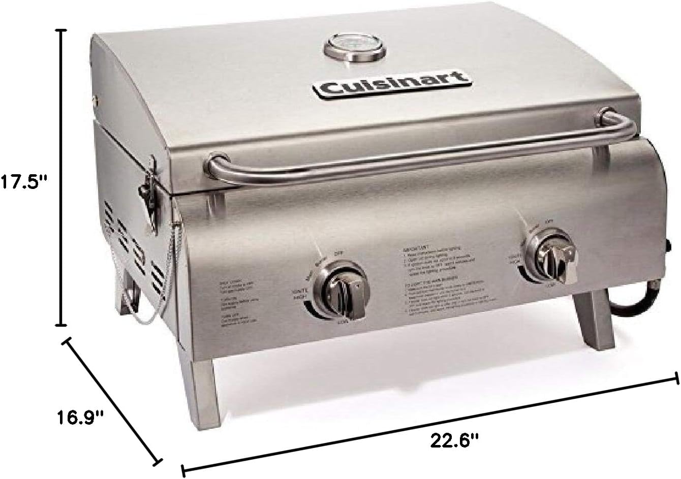Cuisinart CGG-306 Chef's Style Portable Propane Tabletop 20,000 BTU Professional Gas Grill + CGS-W13 Deluxe Pizza Grilling Pack (13-Piece)