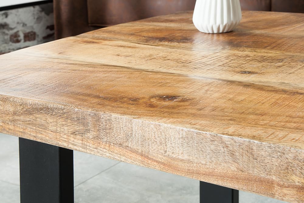 Couchtisch IRON CRAFT 100cm - schwarz natur - Mangoholz Beistelltisch | Handarbeit, Massivholz, hochwertig, individuelle Maserung, für Wohnzimmer, Unikat, Eisengestell