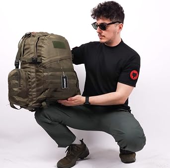 75 Lt Haki Outdoor Sırt Çantası,Molle Sistemli, Suya Dayanıklı, Çok Gözlü, Outdoor, Kamp, Avcılık, Günlük Kullanım, Erkek, Kadın
