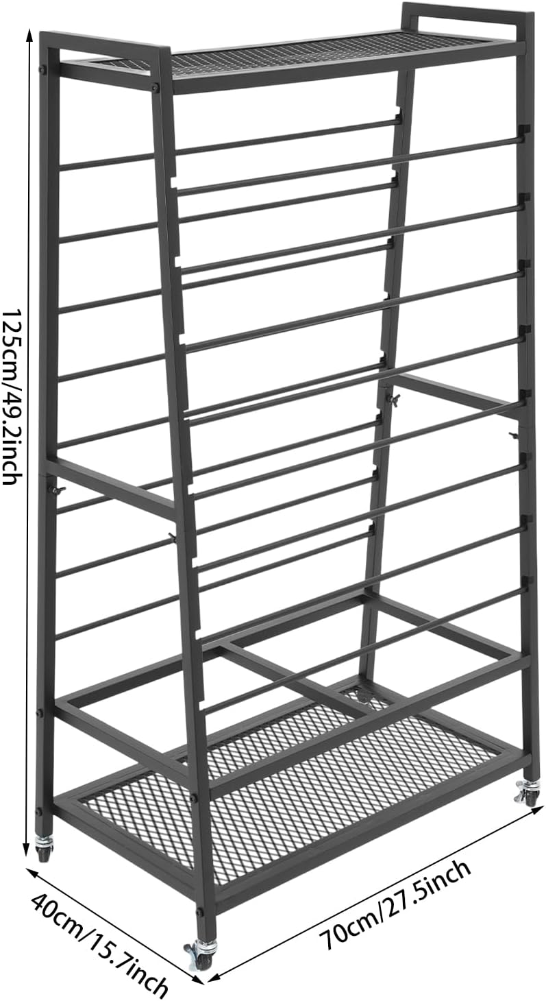 16 Tier Ribbon Organizer for Craft Room, Double-Sided Ribbon Holder Organizer Rack, Black Metal Ribbon Storage Rack for Craft Room Cake Shop Flower Store