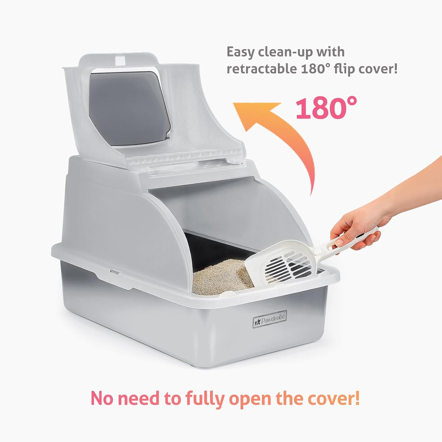 XL Stainless Steel Litter Box with Lid, Covered Top Entry Cat Litter Boxes, Extra Large Metal Enclosed Litter Box, Helps Reduce Odors, Leak-Resistant, Includes Litter Scoop