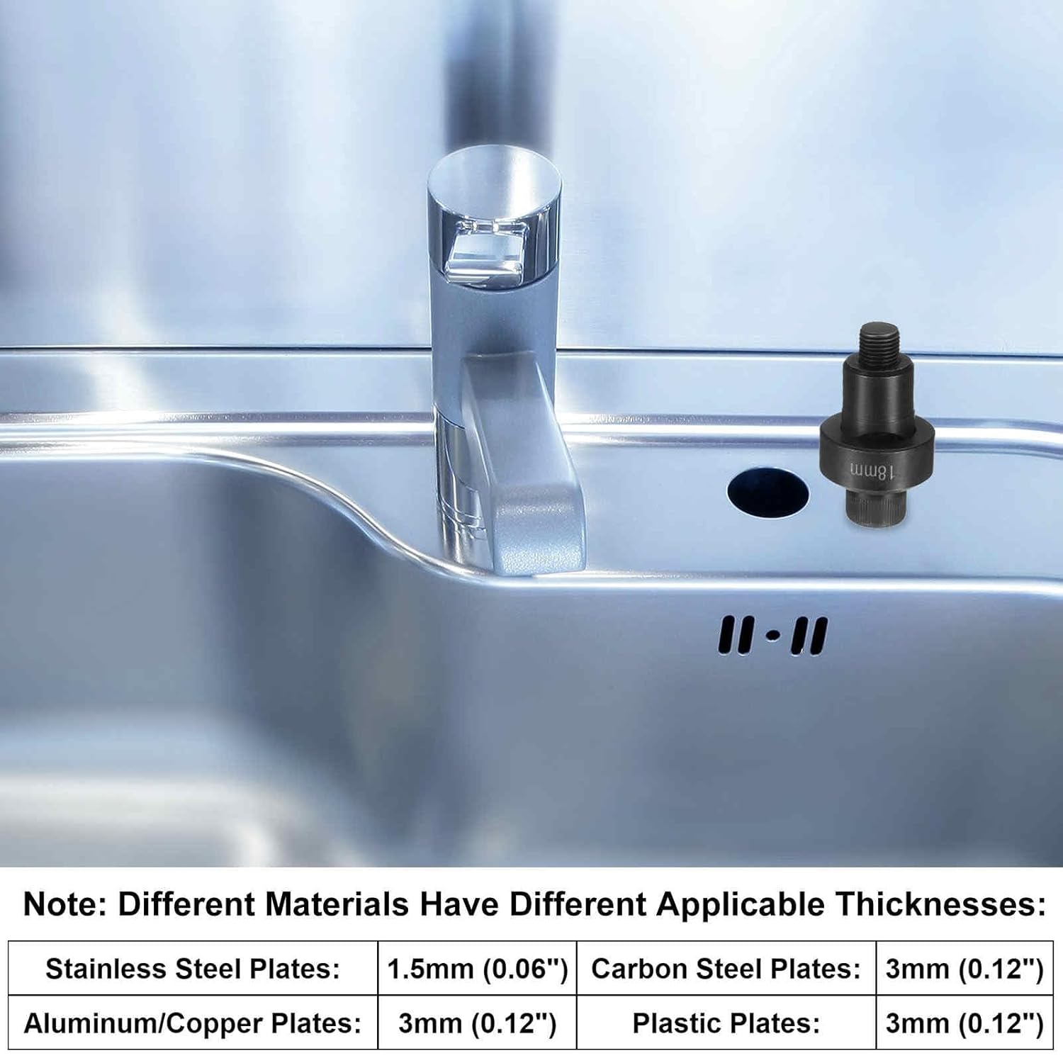 HARFINGTON Sheet Metal Punch Hole Punch 45mm Bearing Steel Precise Cutting Manual Knockout Kit with External Hex Shank for Metal Steel Plate Sink Stainless Steel, Black