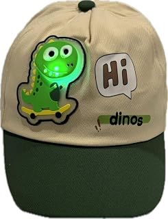 Kolva LED Glowing Dinosaur Theme Cap for Kids - Kids Cap Hat for Boys Girls Toddlers, Cartoon Cap for Kids, Cap for Teens,... Price In India