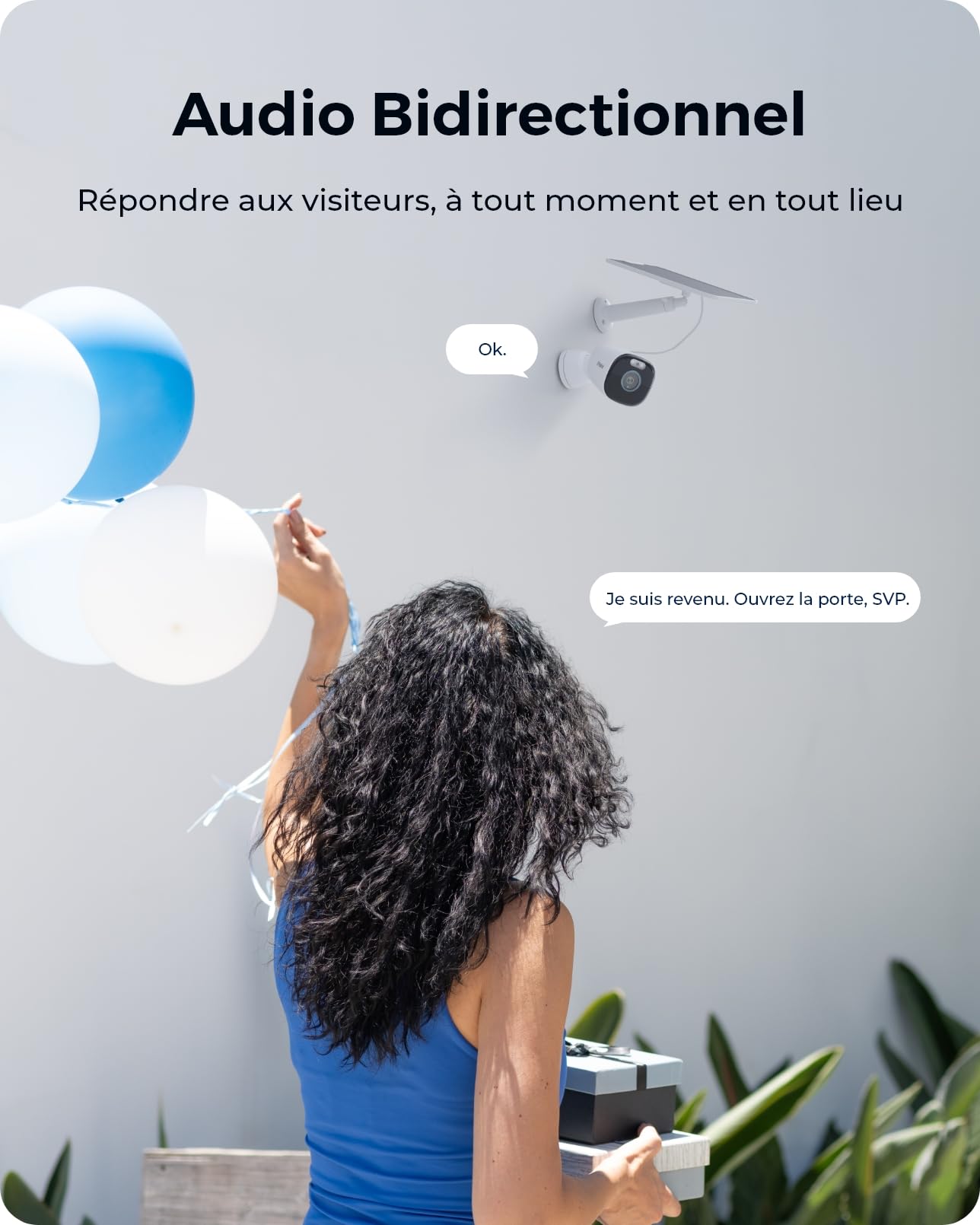 Reolink 4K Camera Exterieur Solaire, Vision Nuit Couleur, Argus Eco Ultra | Détection Intelligente sans Frais d'Abonnement, Wi-Fi 2.4/5GHz, Audio Bidirectionnel, Panneau Solaire Inclus