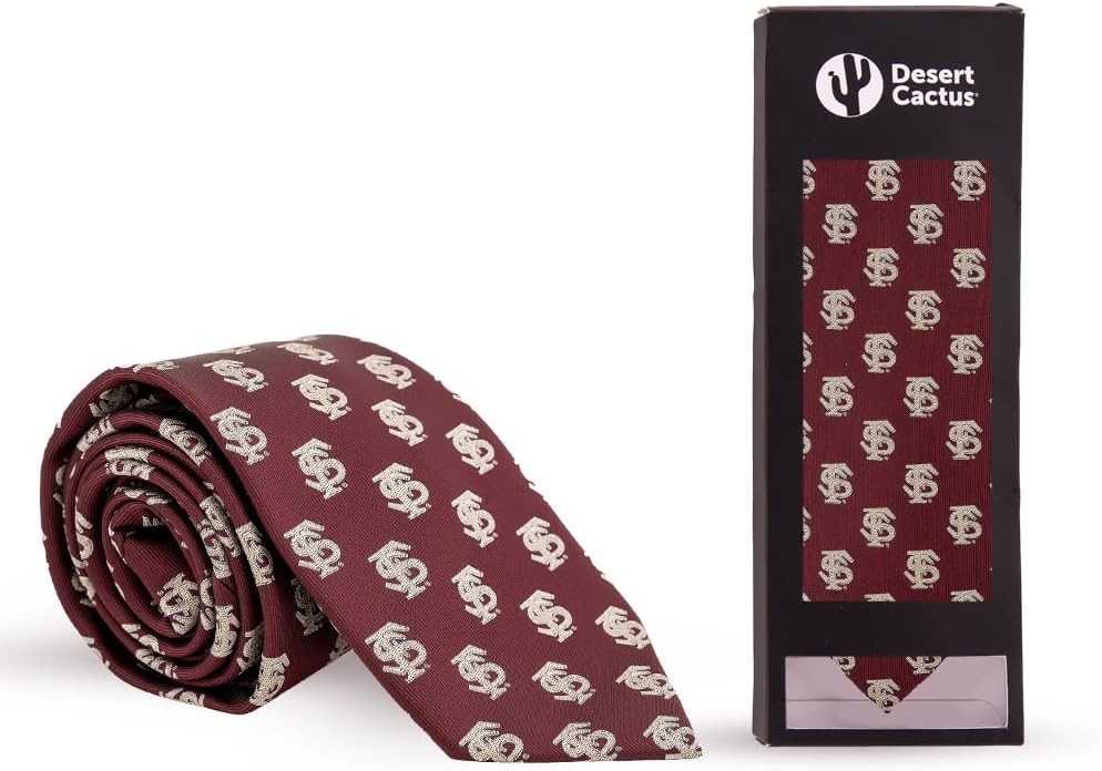 Desert Cactus Florida State University Neck Tie FSU Seminoles 100% Polyester Necktie with Logo, Officially Licensed (Tie G)