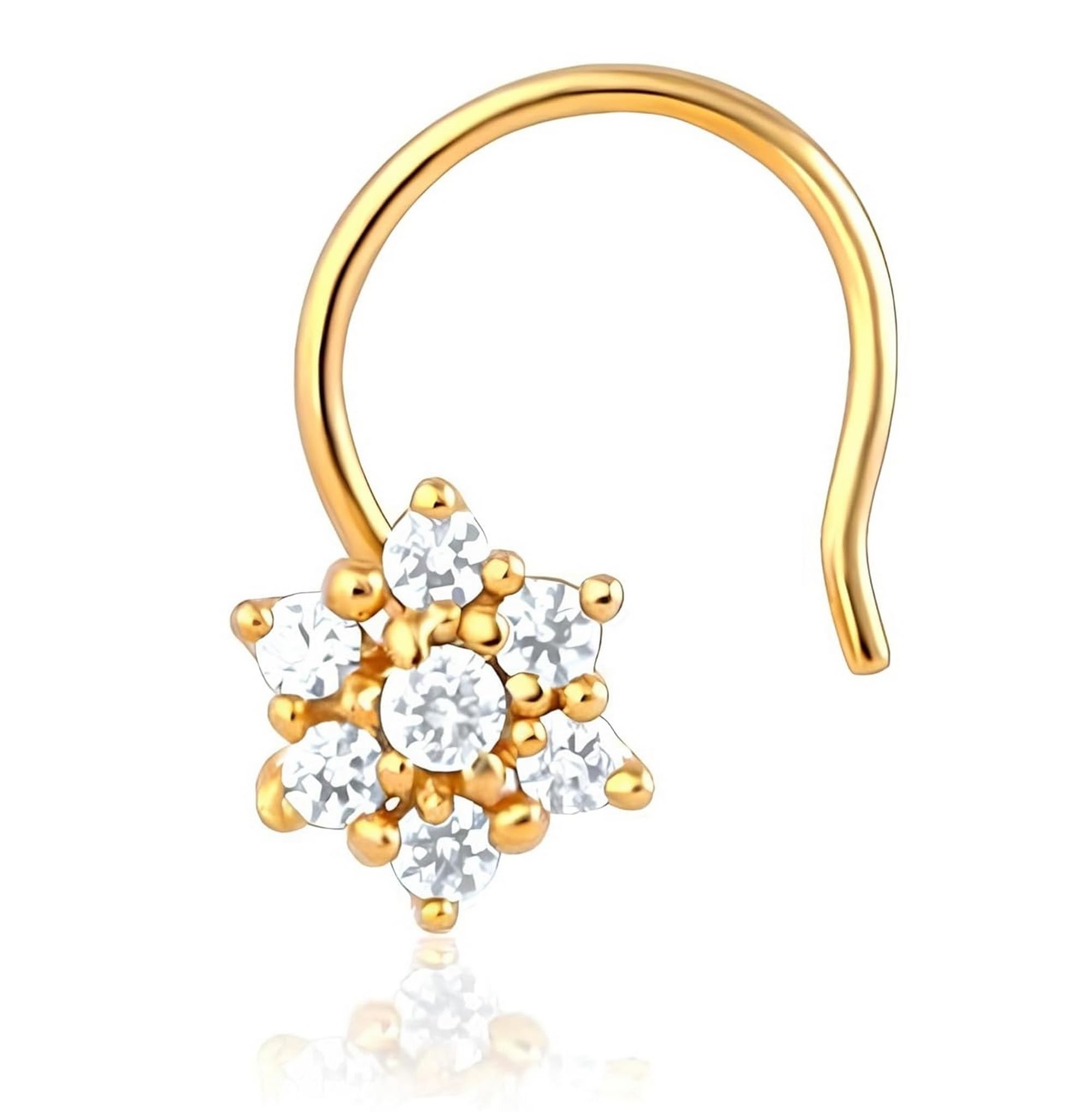 VAMA FASHIONS Piercing Jewelry Pierced Nosepin Gold Plated Floral Design Piercing Nose Ring For For Women (B0DDC91J7D) Amazon Price History, Amazon Price Tracker