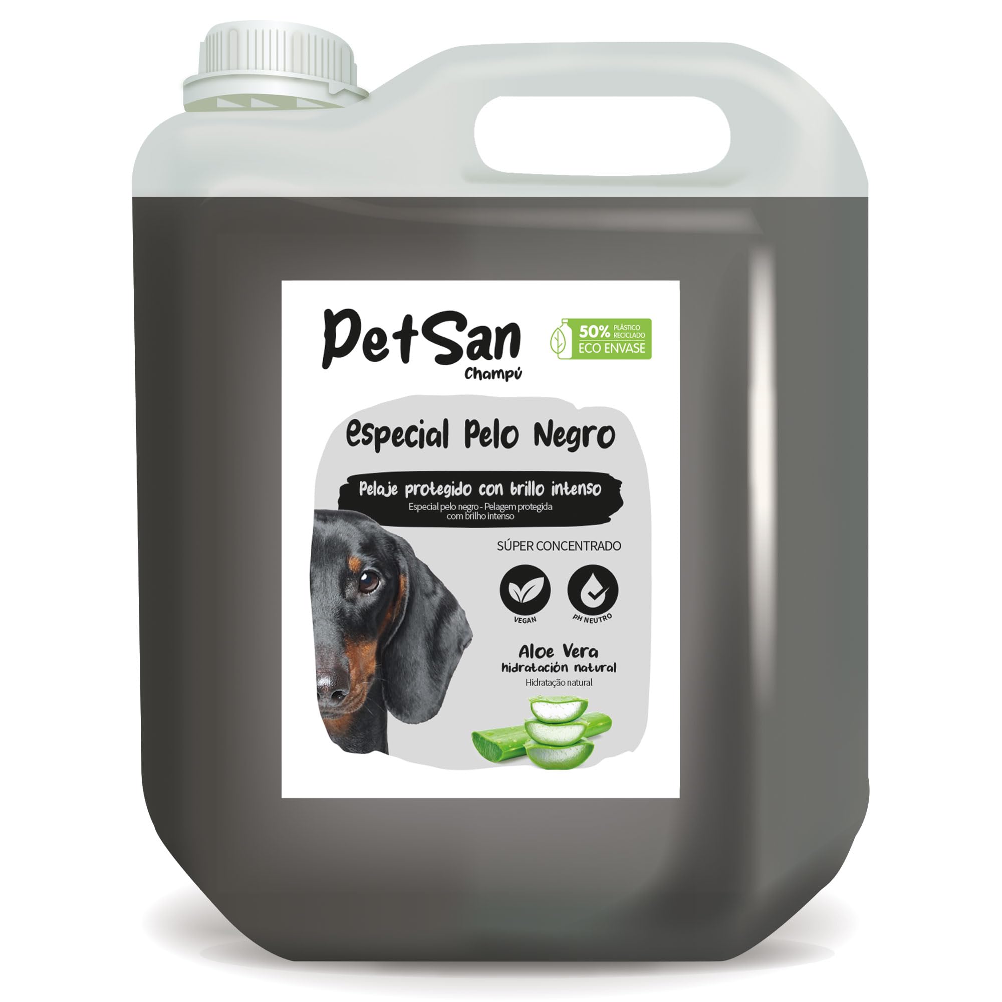 ICA CHPG31 Champú Especial Pelo Negro con Aloe Vera para Perros, pH Neutro, Pelaje Negro Intenso y Brillante, 5L