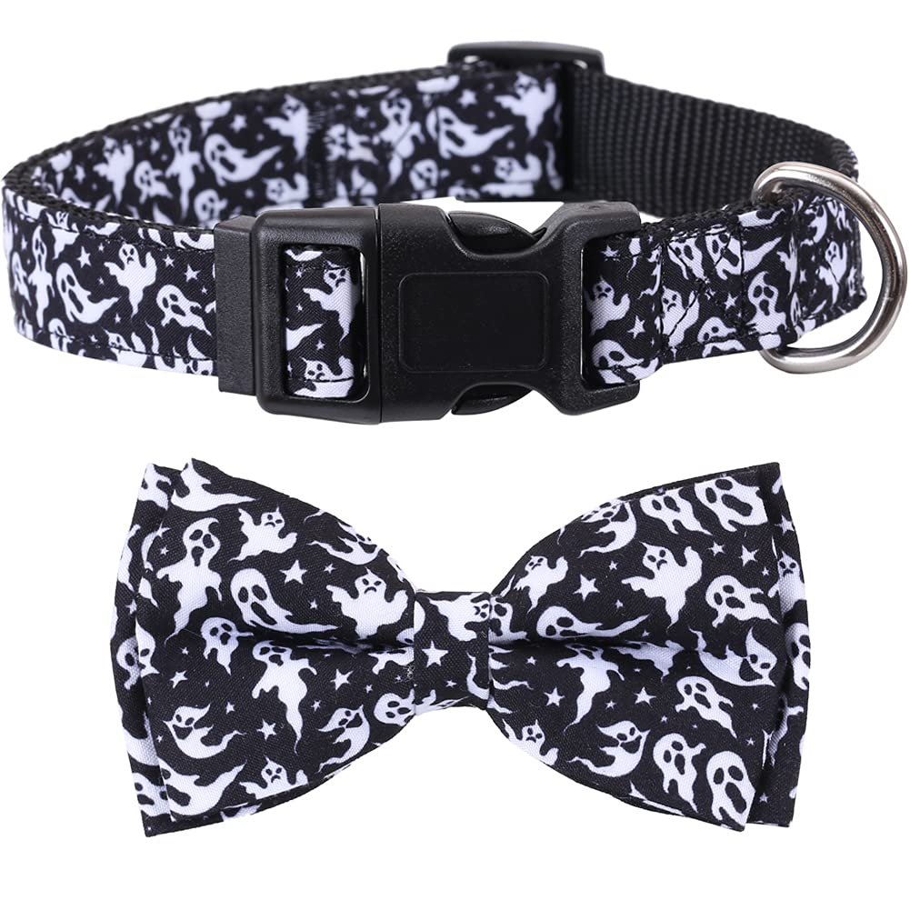 Halloween Dog Collar with Removable Cute Bow Tie Adjustable Pet Collars