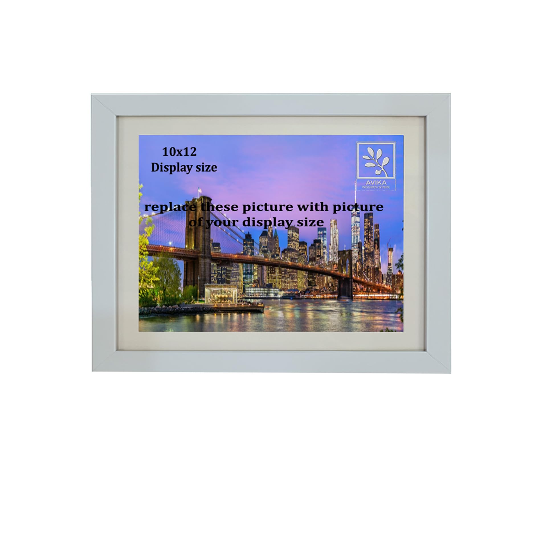 avika wooden store white Photo Frame sized at 12x10 inches, this sleek and stylish frame is designed to showcase your cherished photos