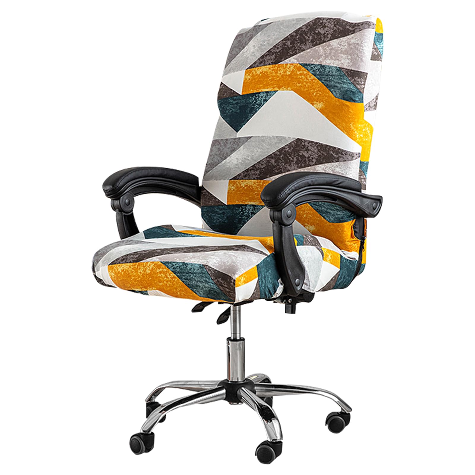 Bpyhebe Stretch Office Chair Covers, Anti Pilling Chair Covers Stretch High Back With Zipper, Universal Printed Slipcover, Soft Spandex Rotating Computer Chairs Protector, Machine Washable (Orange)