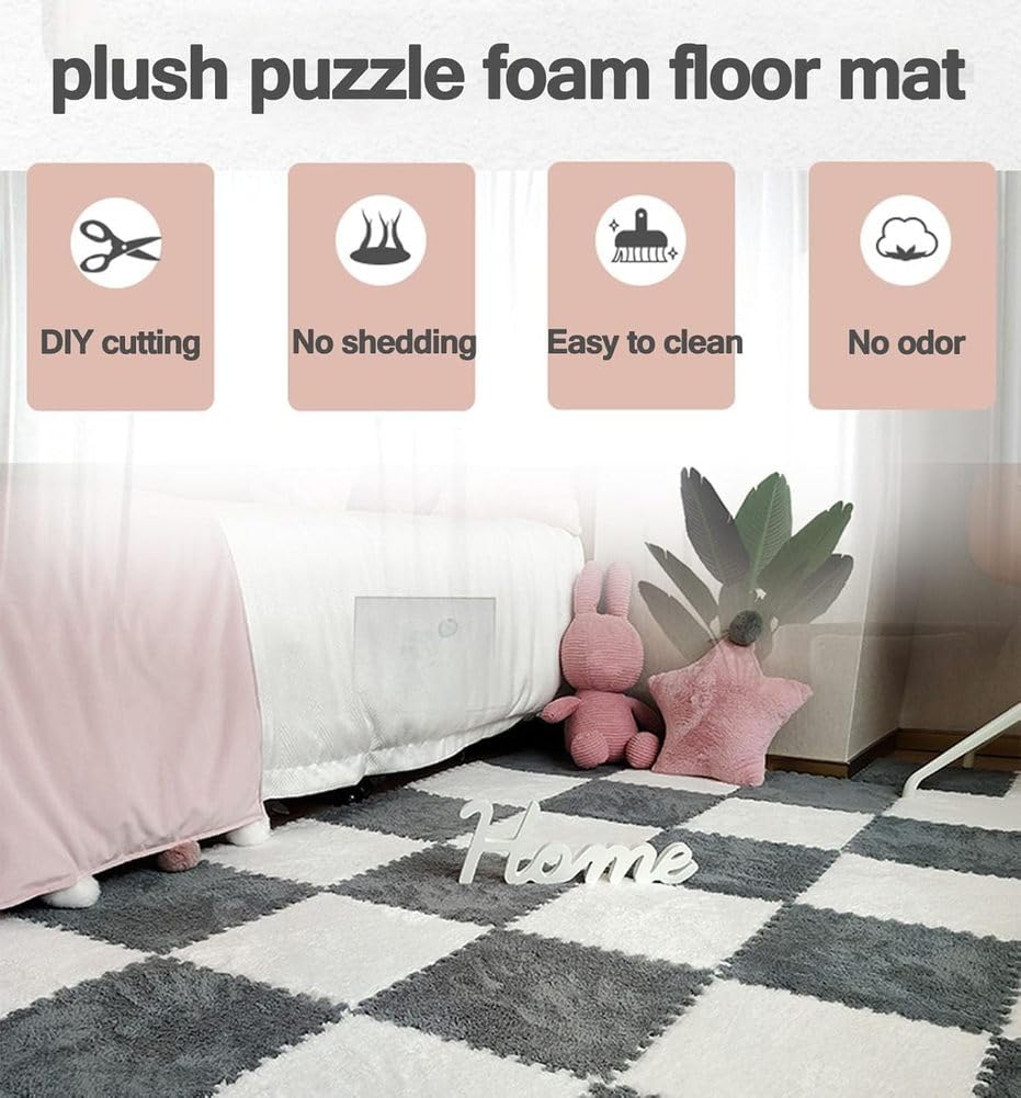 Mata do układania puzzli Mata podłogowa z puzzli piankowych, blokujące płytki dywanowe 12x12 w wielokolorowym opakowaniu 4-10 sztuk(Camel,4 Pcs)