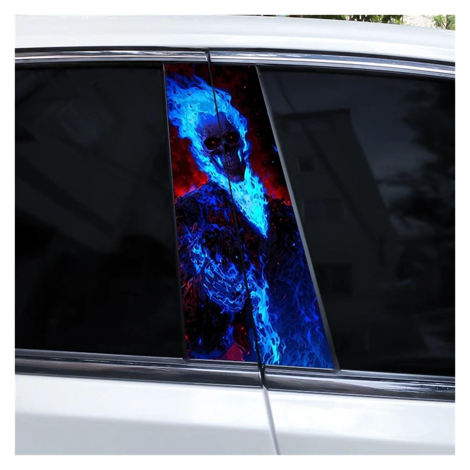 Car Side Decals 2pcs Horror Grim Skull Reaper Car Door B-Pillar Sticker DIY Vinyl Self-Adhesive Center Column Decal(Style C)