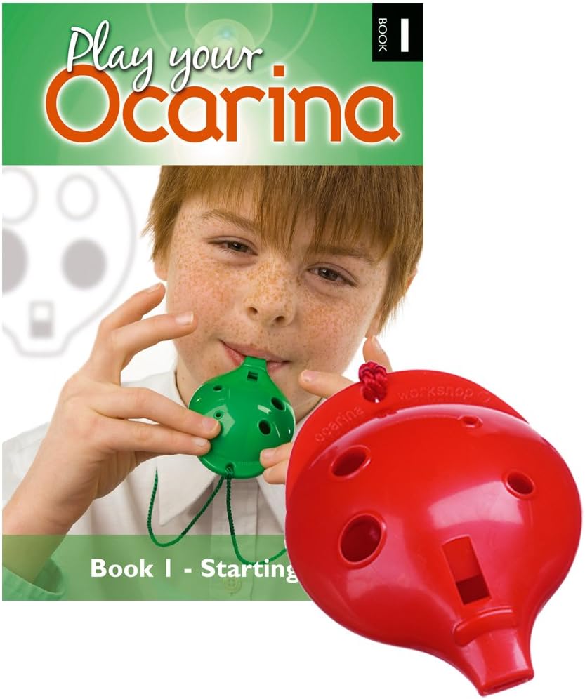 Plastic OCARINA Set, Red 4-hole, with Book 1