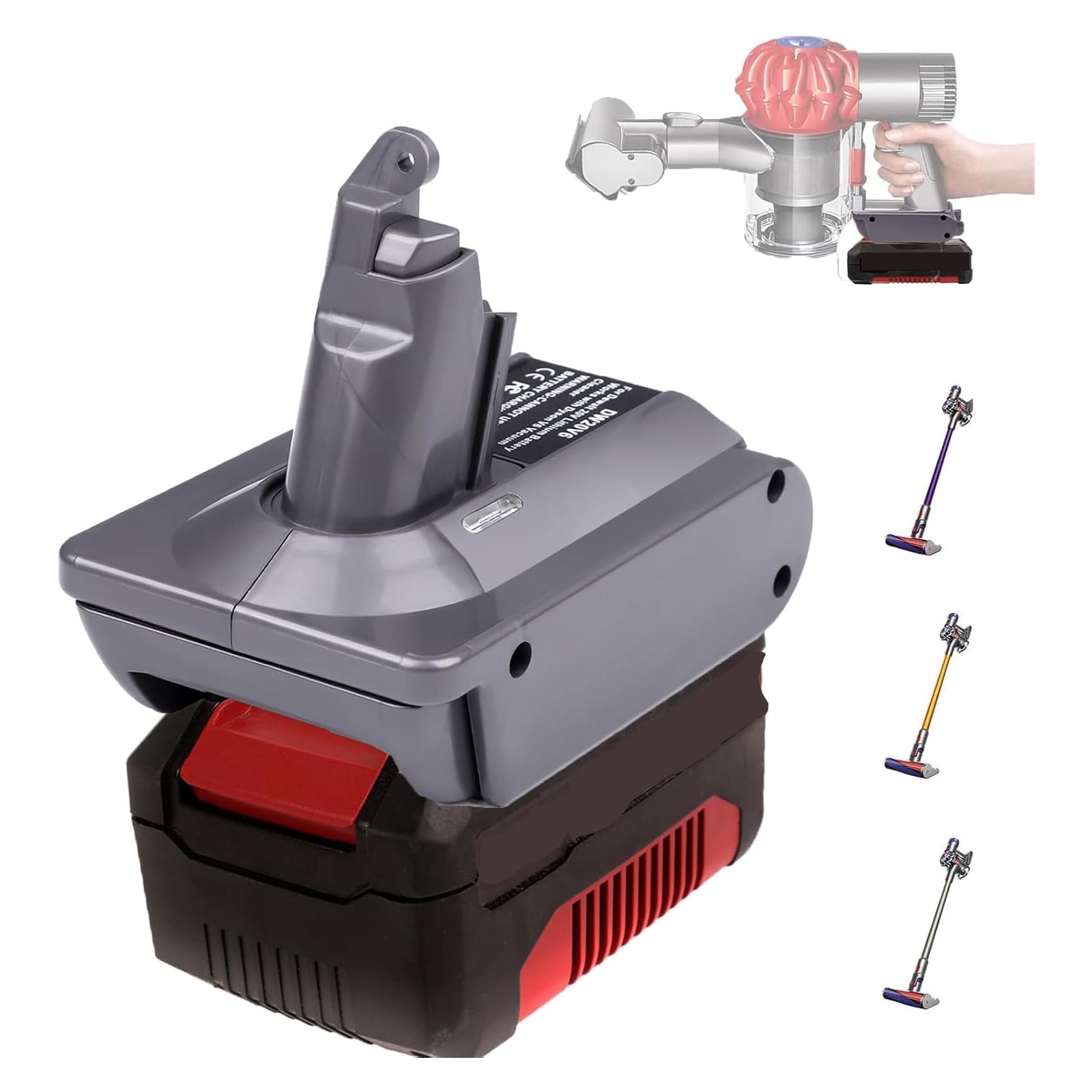Adapter for Dyson V6 Vacuum Cleaner Convert for Einhell 18V Battery for V6 Battery Compatible with DC58 DC59 DC61 DC62 DC72 DC74 Absolute Animal Motorhead Slim SV03 SV04 SV05 SV06 SV07 SV09