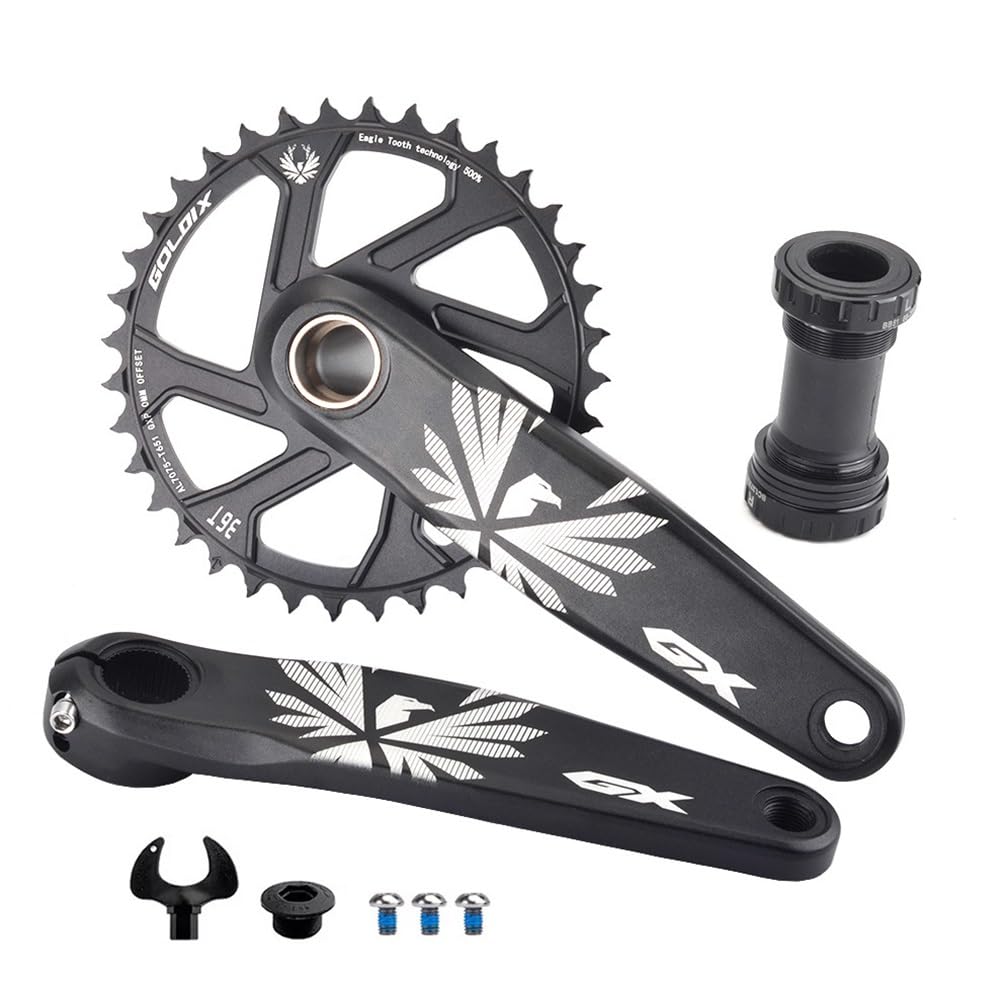 Guarnitura 170 175mm 30T 32T 34T 36T 38T per Mountain Bike a velocità Singola, Set di pedivelle Integrate Cave per 9 10 11 12 con Movimento Centrale BSA, Nero Opaco.