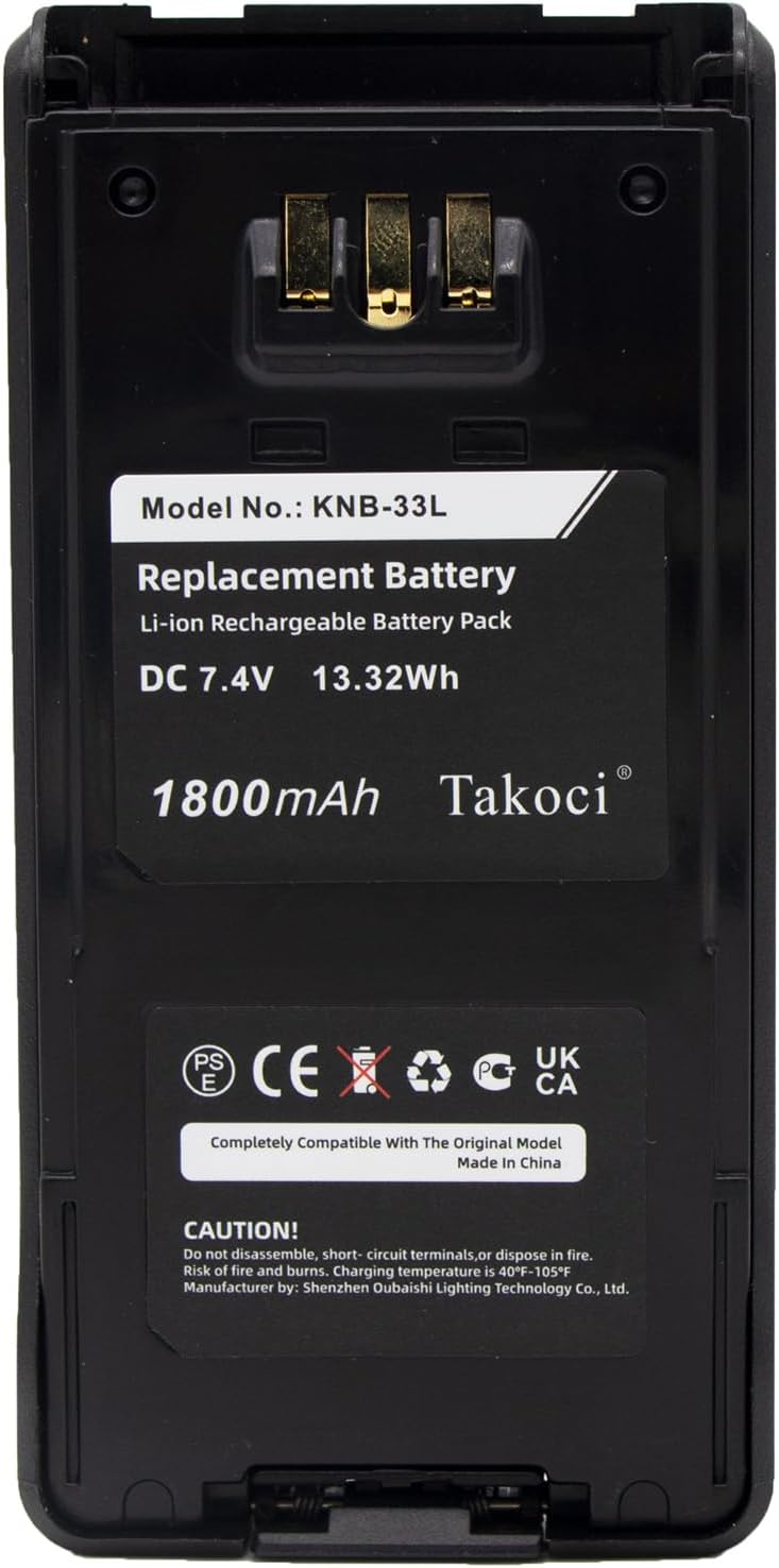 2-Pack 7.4V 1800mAh KNB-33L KNB-41NC Li-ion Radio Battery Compatible for Kenwood TK-2180 TK-3160 TK-3180 TK-3180K TK-3185 TK-5210 TK-5310 TK-5310GK TK-5310K Two Way Radio