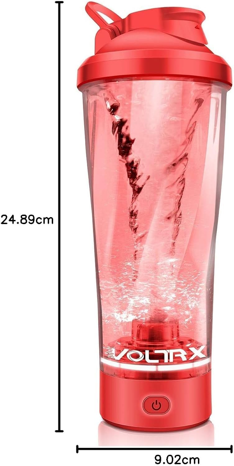 VOLTRX Bouteille shaker de protéines électrique de qualité supérieure, fabriquée en Tritan – Sans BPA – Tasse mélangeuse portable Vortex de 710 ml, rechargeable par USB C pour boissons protéinées