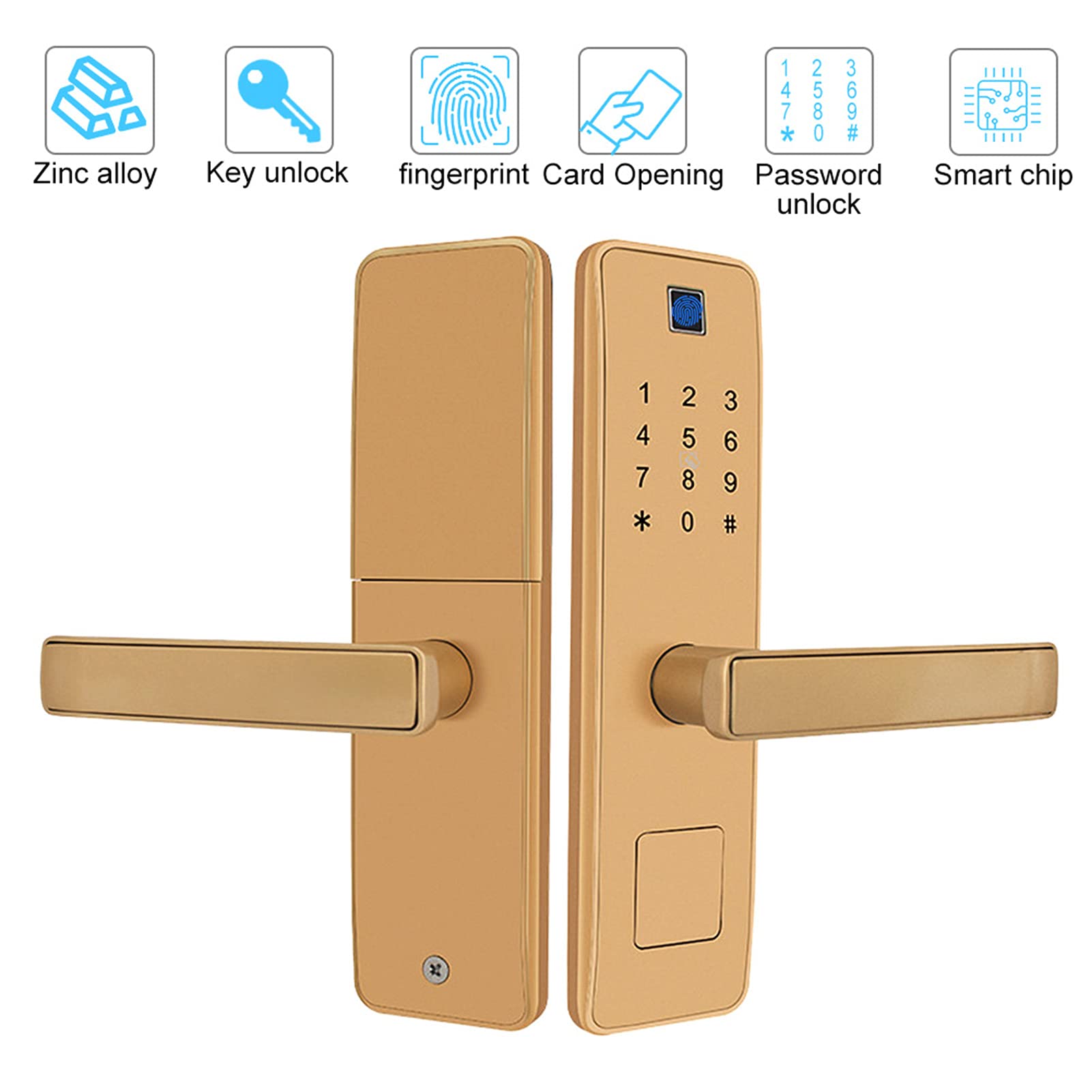 Smart Door Lock, Impronte Digitali Password Virtuale Ic Card Serratura a Combinazione Antifurto con Maniglia Gratuita per Famiglia Hotel Appartamento per la Sicurezza Domestica