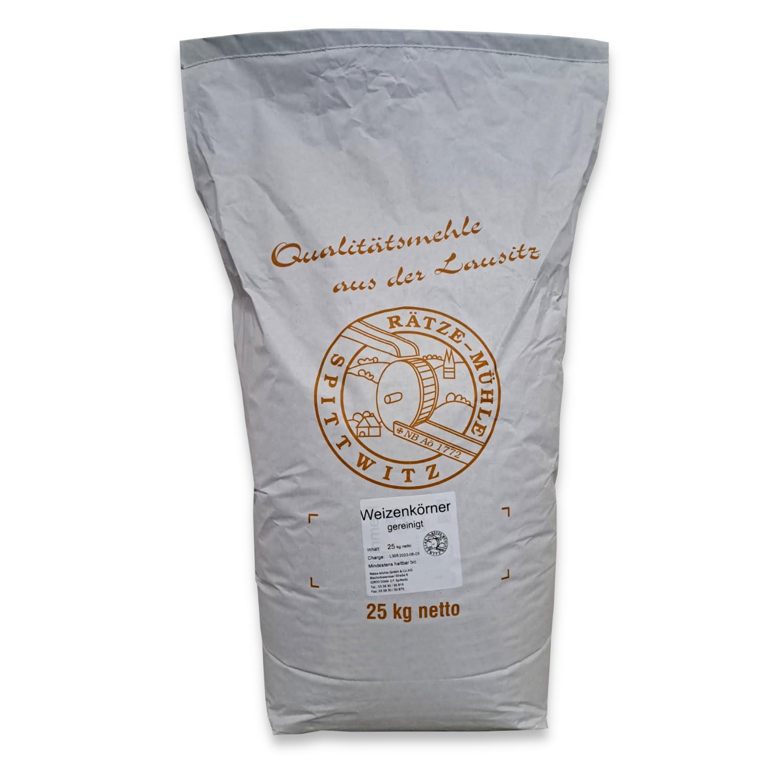 Weizenkörner 25kg von Rätze-Mühle gereinigte ganze Körner von regionalem, naturbelassenem Weizen