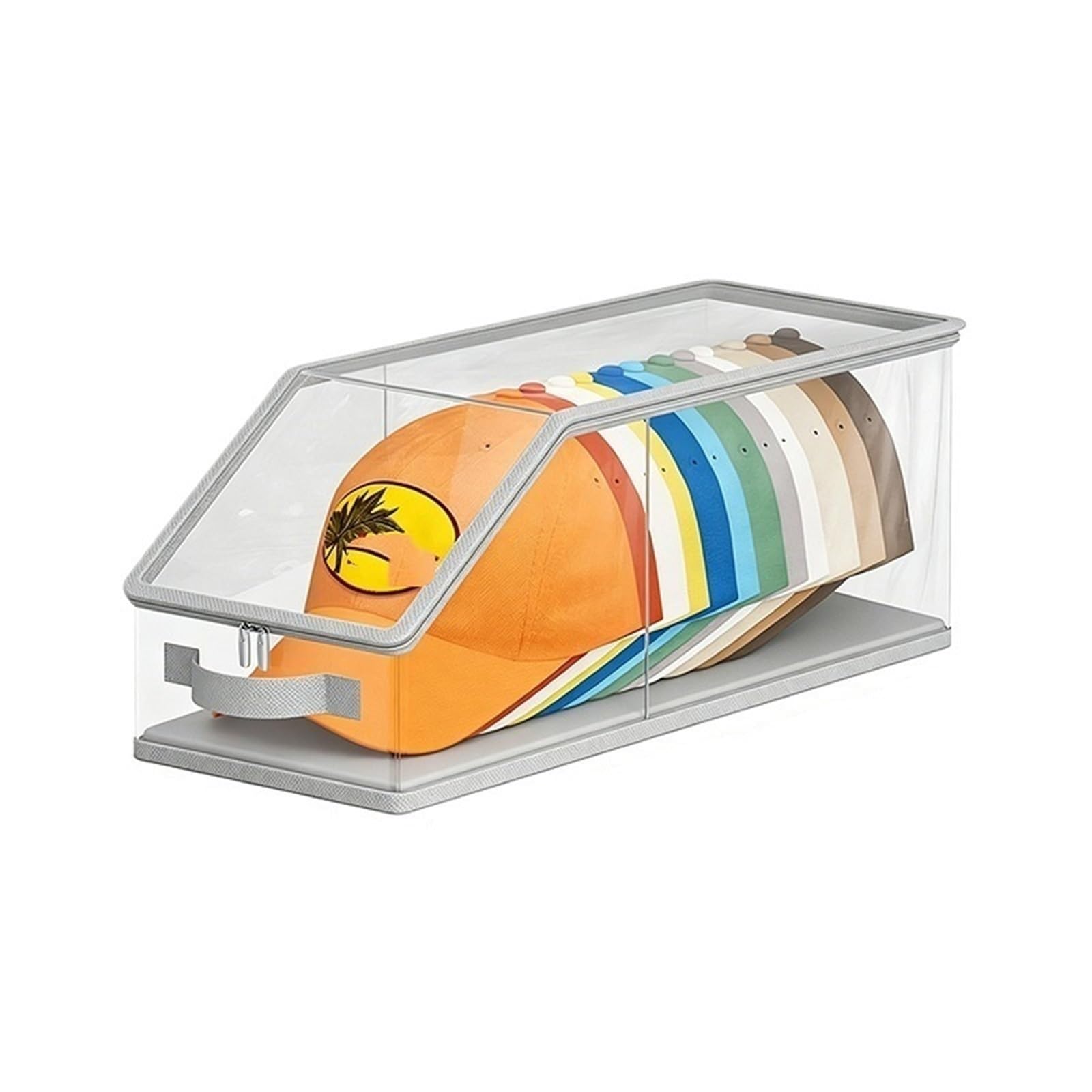 YAOHY Hat Storage for Baseball Caps, Stackable Hat Organizer with Clear Window, for Closet, Bedroom, Wide Hat Box with Cardboard