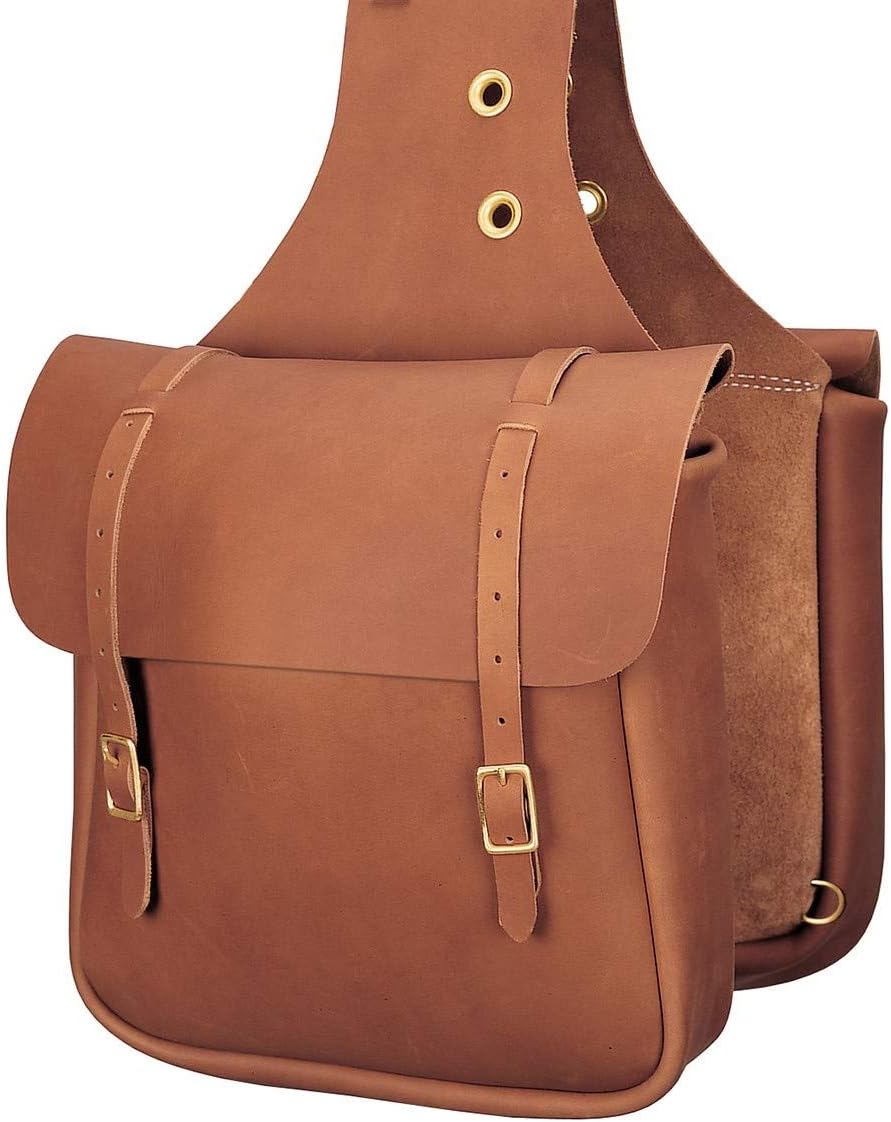 Horse Saddle Bag Cowhide Genuine Leather Western Equestrian Trail Simple Horse Saddle Bag Pack Equipment Horse Saddle Bags Size: 10” L x 10” W x 3 ½” D inches, SMPL139