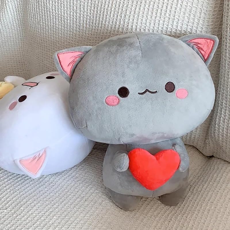 Image of Peach Cat Plush Cat Toy - Soft & Cuddly Peach Goma Stuffed Animal for Kids & Adults - Peach Plush