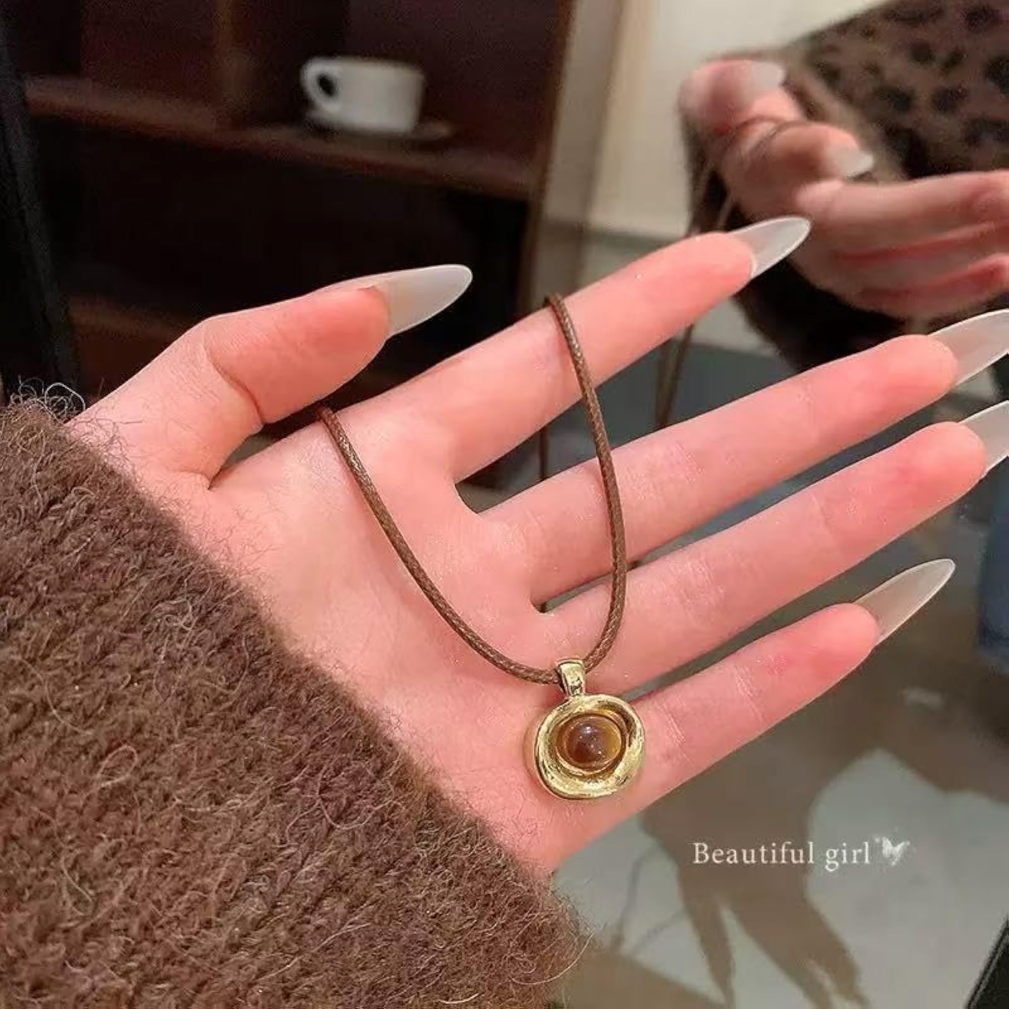 Natural Tiger Eye Stone Necklace for Women, Healing Pendant