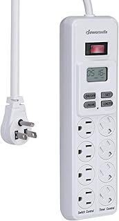 DEWENWILS 8-Outlet Power Strip with Timer (4 Timed/ 4 Always On), Digital Timer Outlet for Reptile Light, Turtle Grow Light Indoor Bearded Dragon Tank Accessory Aquarium, 6ft SJT Cord, 15A UL Listed