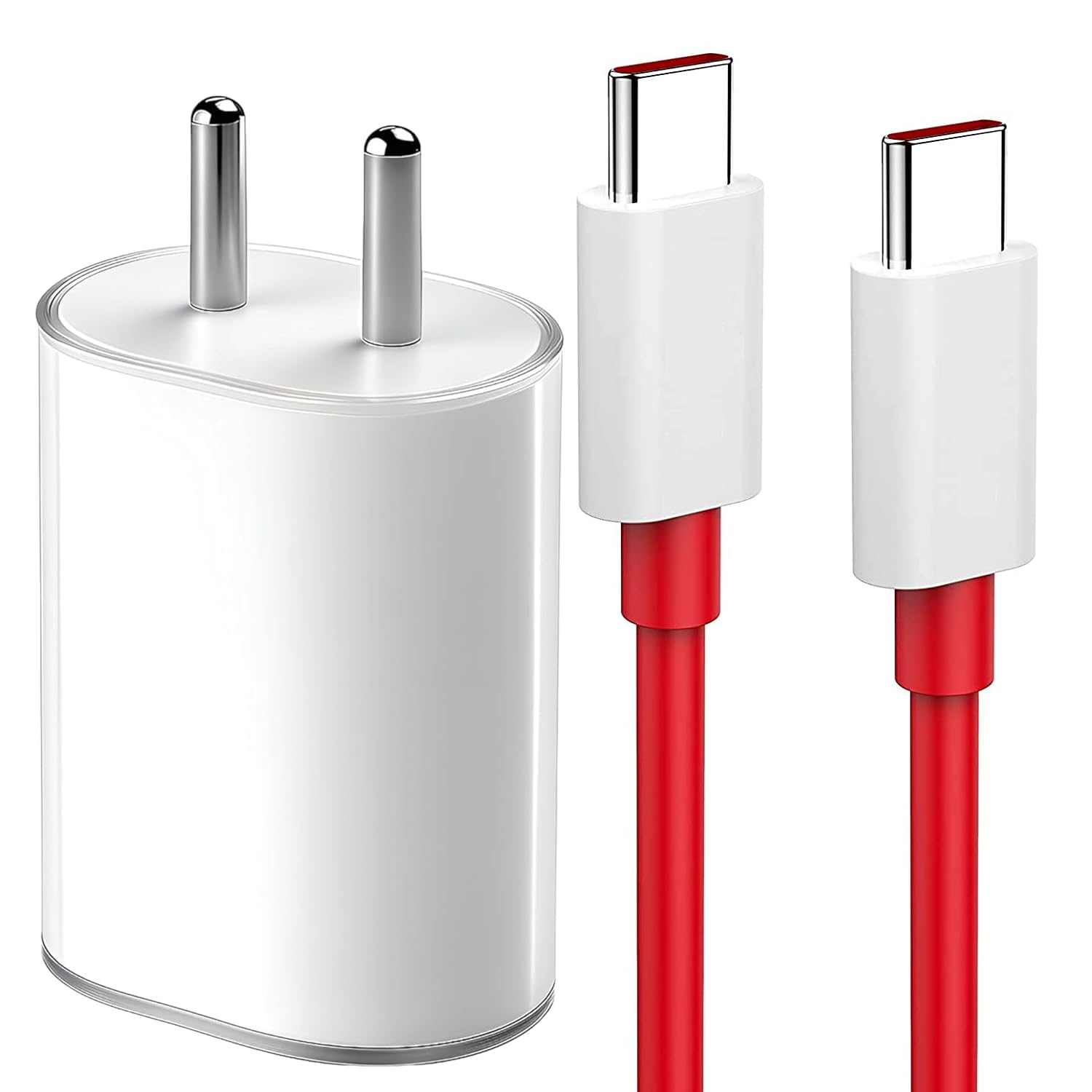 45W Fast Charger for Op-po Reno12 (China) Original QC Adapter Type C 3.0A High Speed Fast Turbo SuperVooc QC 3.0 Smart SinglePort with 1m Type-C Red Charging & Sync Cable (White, Vooc, SZ.A)-image-24