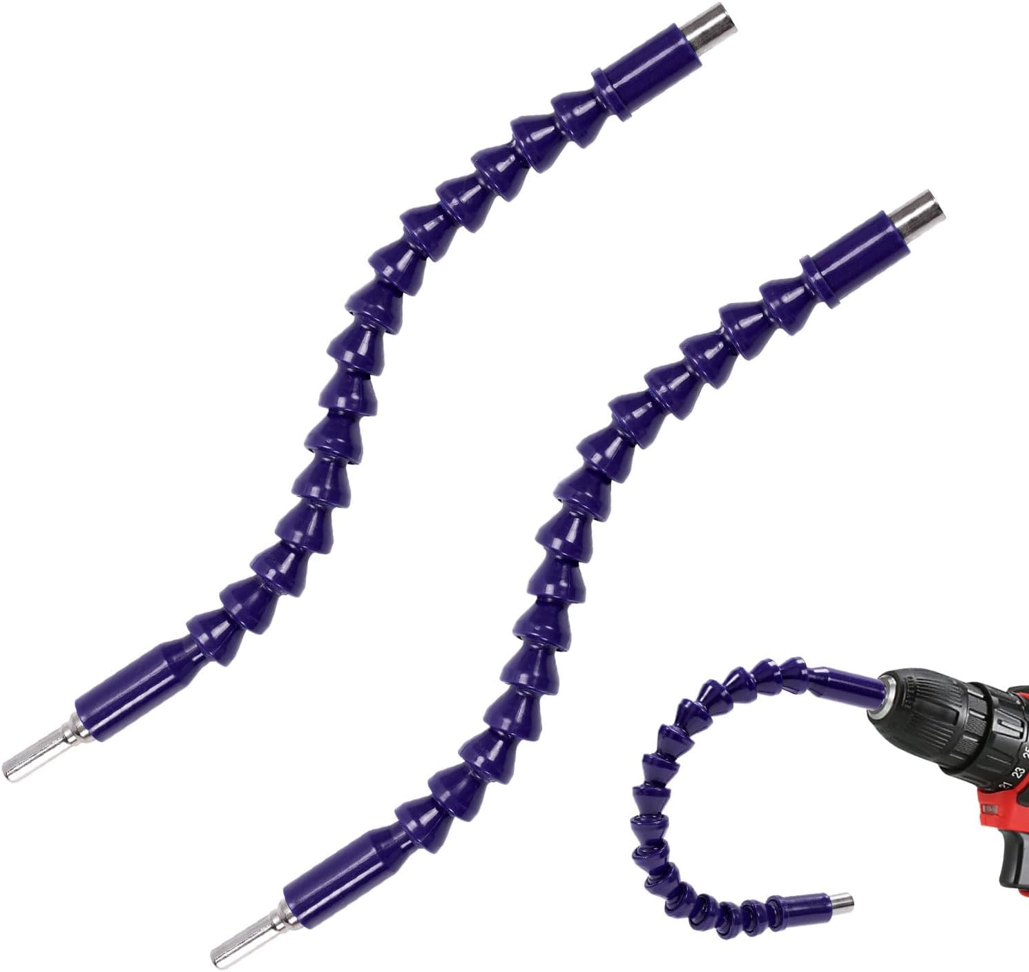 ZELLYA Flexible Drill Bit Extension Screwdriver Soft Shafts, 2Pcs Flexible Drill Bit Extension Soft Drill Connection Adaptor Screwdriver Extension Shafts, Flexible Drill Bit Extension (Blue)