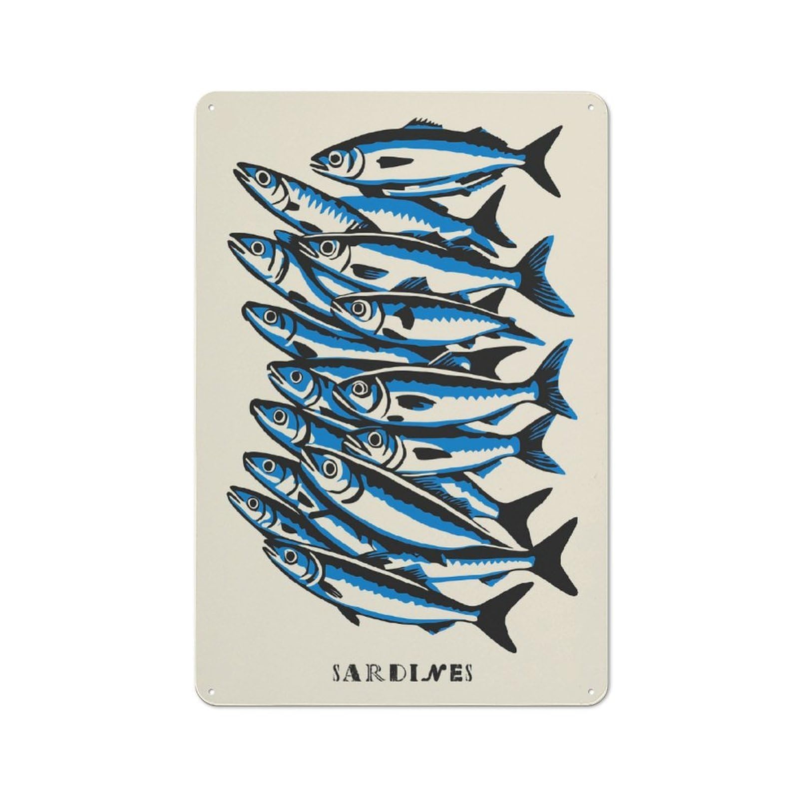 Junmoney Style-9 Metal Sign 30X20cm With Retro Sardines Art For Hallway Wall, Retro Decor, Gift For Hallway Decor Lovers During The Christmas Season