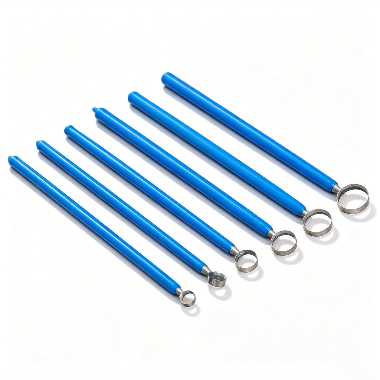 Juego De 6 Herramientas para Recortar Cerámica, Cuchillos De Acero De Tungsteno para Arcilla, con Cabezales Redondos De Varios Diámetros (7.5, 9.5, 11.5, 13.5, 15.5 Y 17.5 Mm)