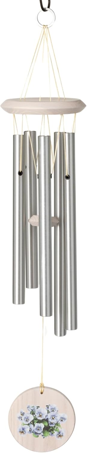 Woodstock Chimes Flower Wind Chime 22" Purple Pansy Outdoor Memorial Gift, Wind Chimes for Backyard, Porch, Garden Patio Decor, Zen Light Sound FCPAN