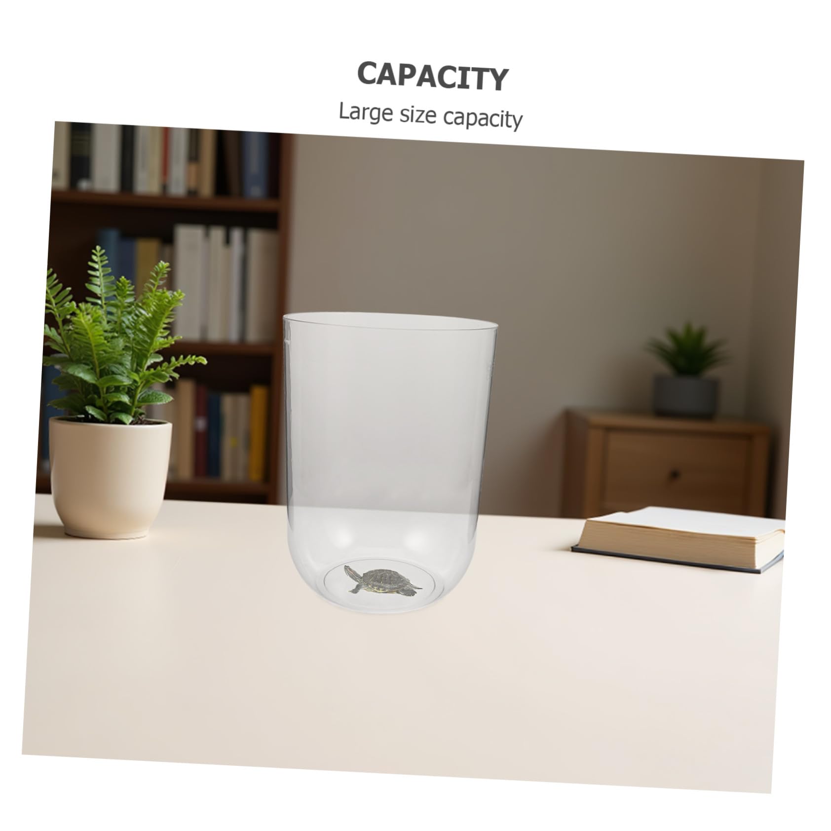 DOITOOL Aquarium Écologique Cylindrique pour Tortues Petite Taille 8l en Plastique Transparent Terrarium de Bureau Décoratif pour Maison et Garçon et Filles