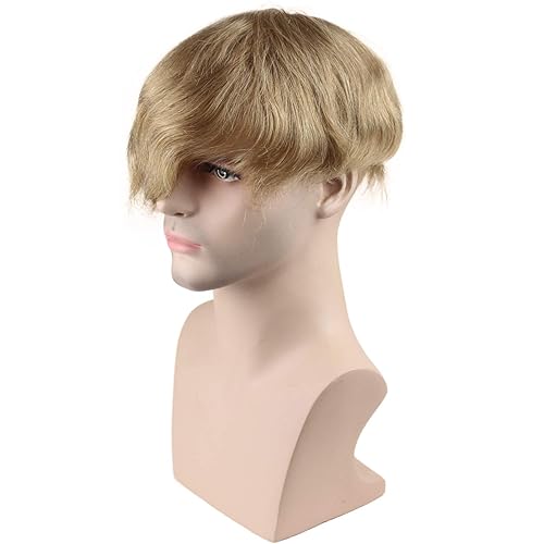 Miniatura 3 de Toupee para hombre de 10 x 8 pulgadas, cabello humano europeo suizo mono encaje de piel fina, sistema de reemplazo de cabello para hombres #21 color