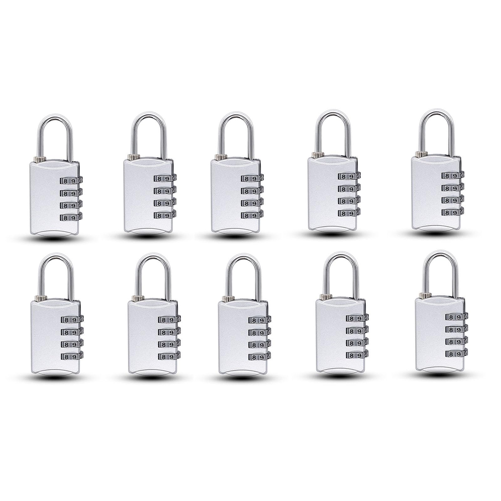 4 Digitos Candado Numerico, Candados para Mochilas y Maletas, Candado para El Casillero del Gimnasio Escolar, Archivadores, Caja De Herramientas, Cerca, Cerrojo (Color : Silver, Size : 10 PIECES)